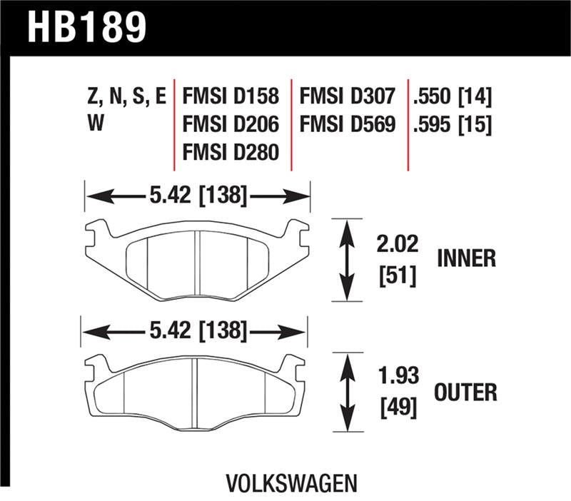 Hawk Performance HB189E.595 Blue 9012 Motorsport Brake Pads