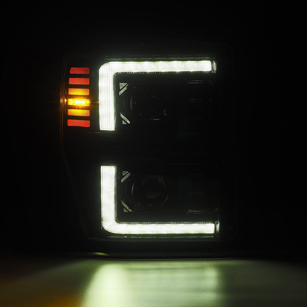 AlphaRex 880309 08-10 Ford F250-550 PRO-Series Projector headlights Alpha-Black with Activation Light/Sequential Signal
