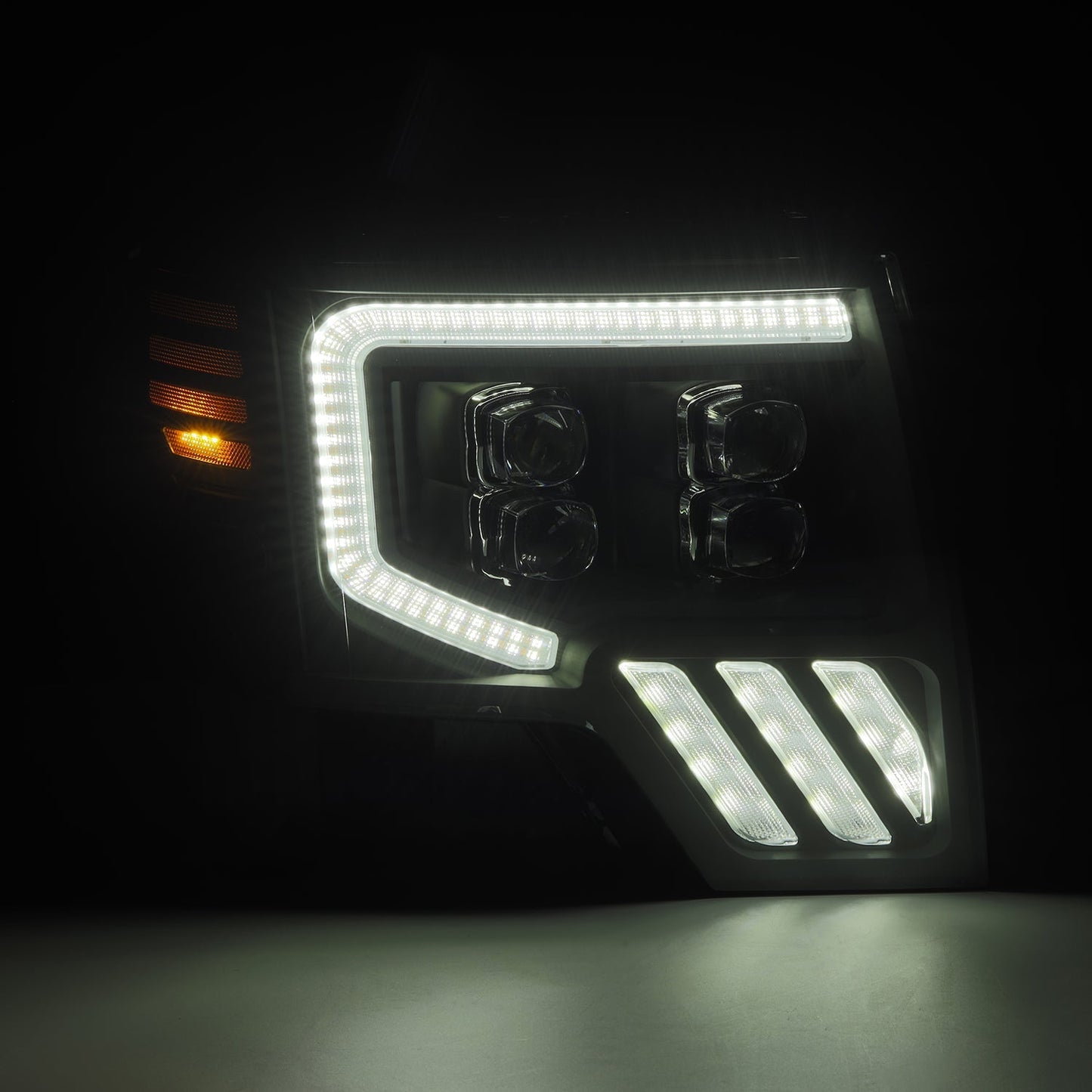 AlphaRex 880093 09-14 Ford F150 NOVA-Series LED Projector Headlights Alpha Black w/Activation Light & Sequential Signal /Switchback DBL