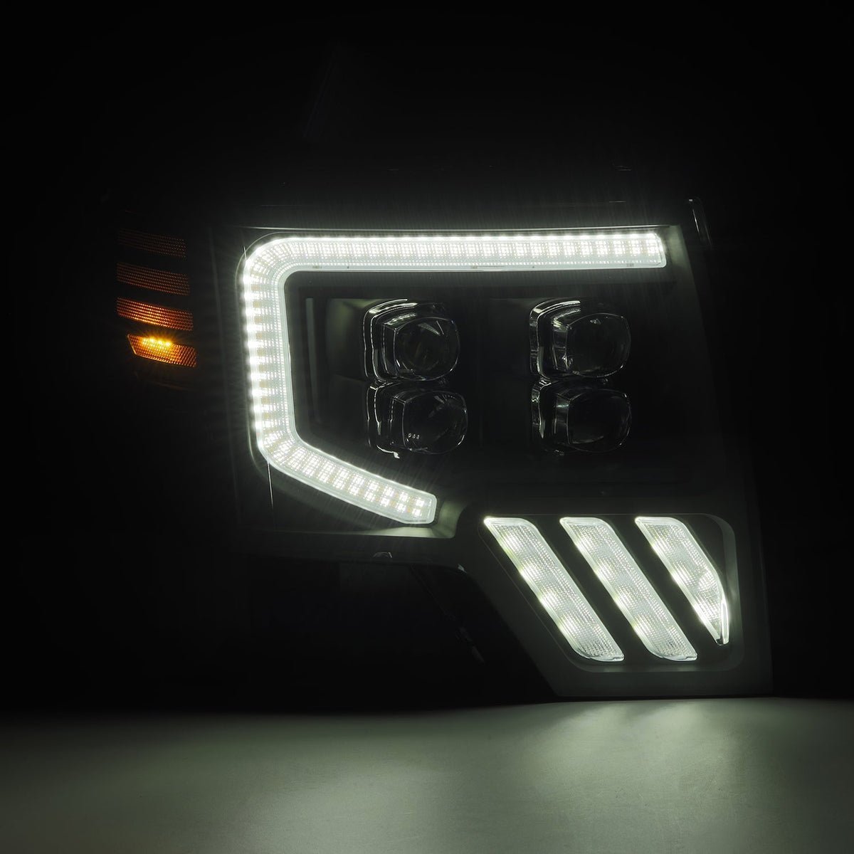 AlphaRex 880093 09-14 Ford F150 NOVA-Series LED Projector Headlights Alpha Black w/Activation Light & Sequential Signal /Switchback DBL