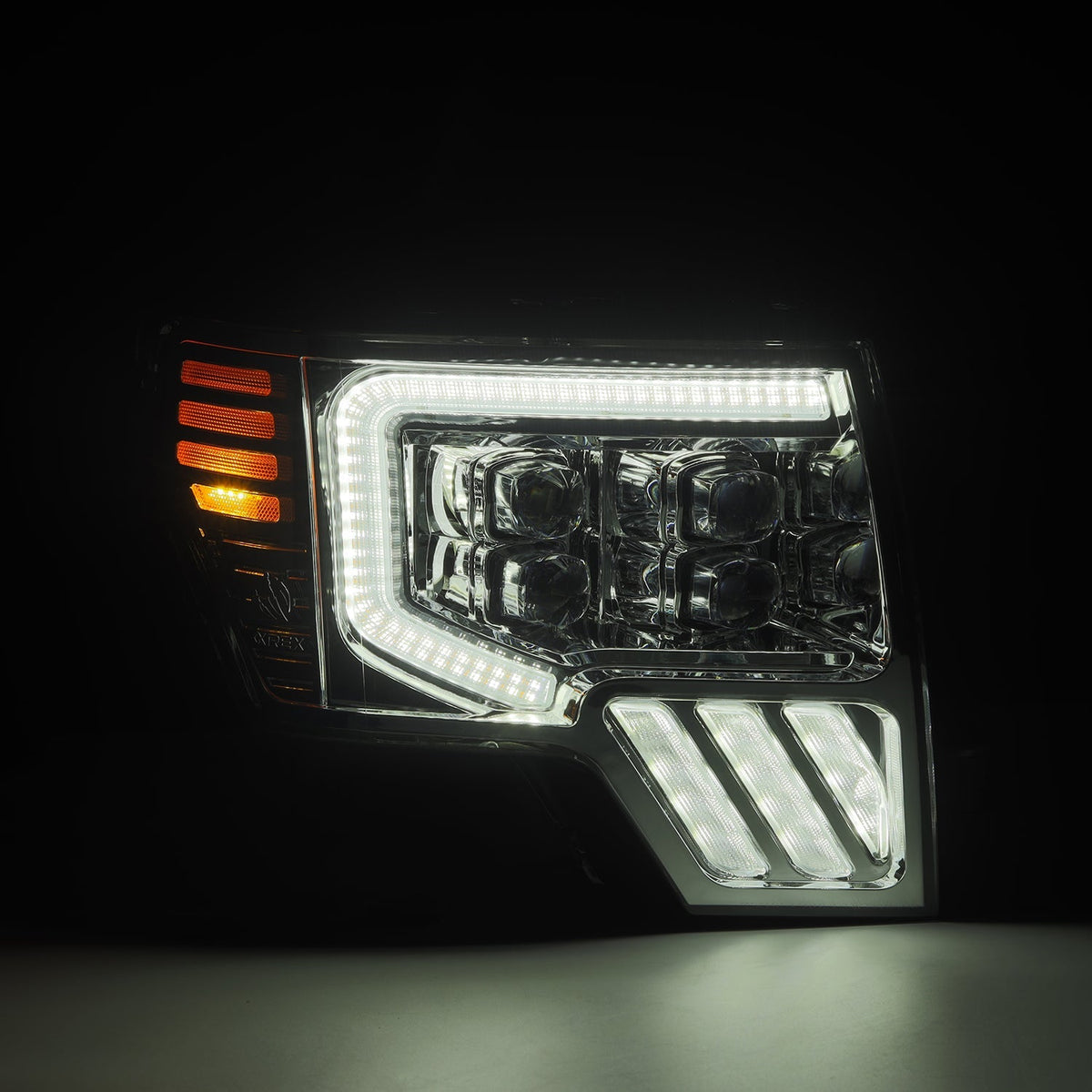 AlphaRex 880094 09-14 Ford F150 NOVA-Series LED Projector Headlights Chrome with Activation Light & Sequential Signal /Switchback DBL