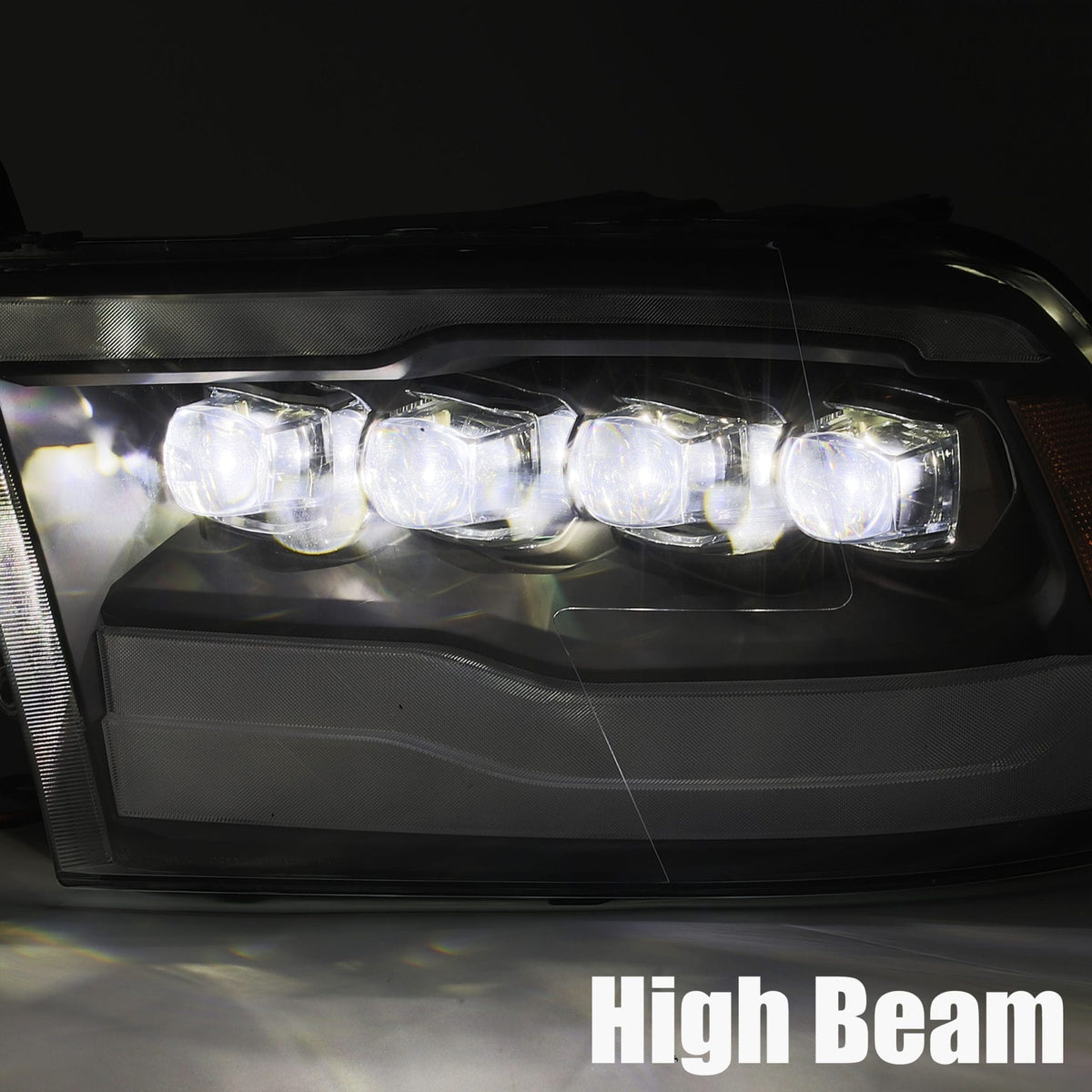 AlphaRex 880590 09-18 Dodge Ram 1500 HD NOVA LED Projector Headlights Plank Style Design Gloss Black with DRL