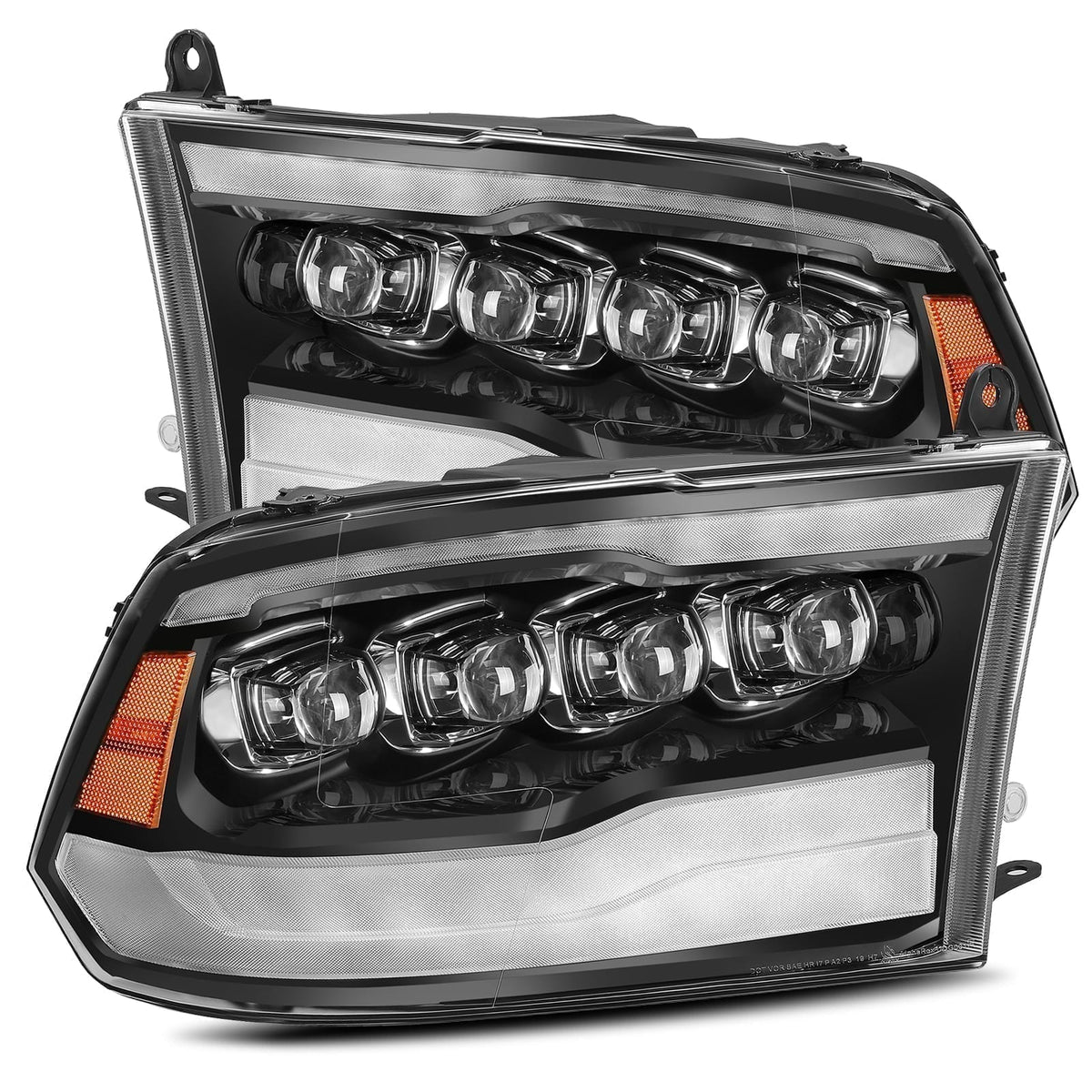 AlphaRex 880590 09-18 Dodge Ram 1500 HD NOVA LED Projector Headlights Plank Style Design Gloss Black with DRL