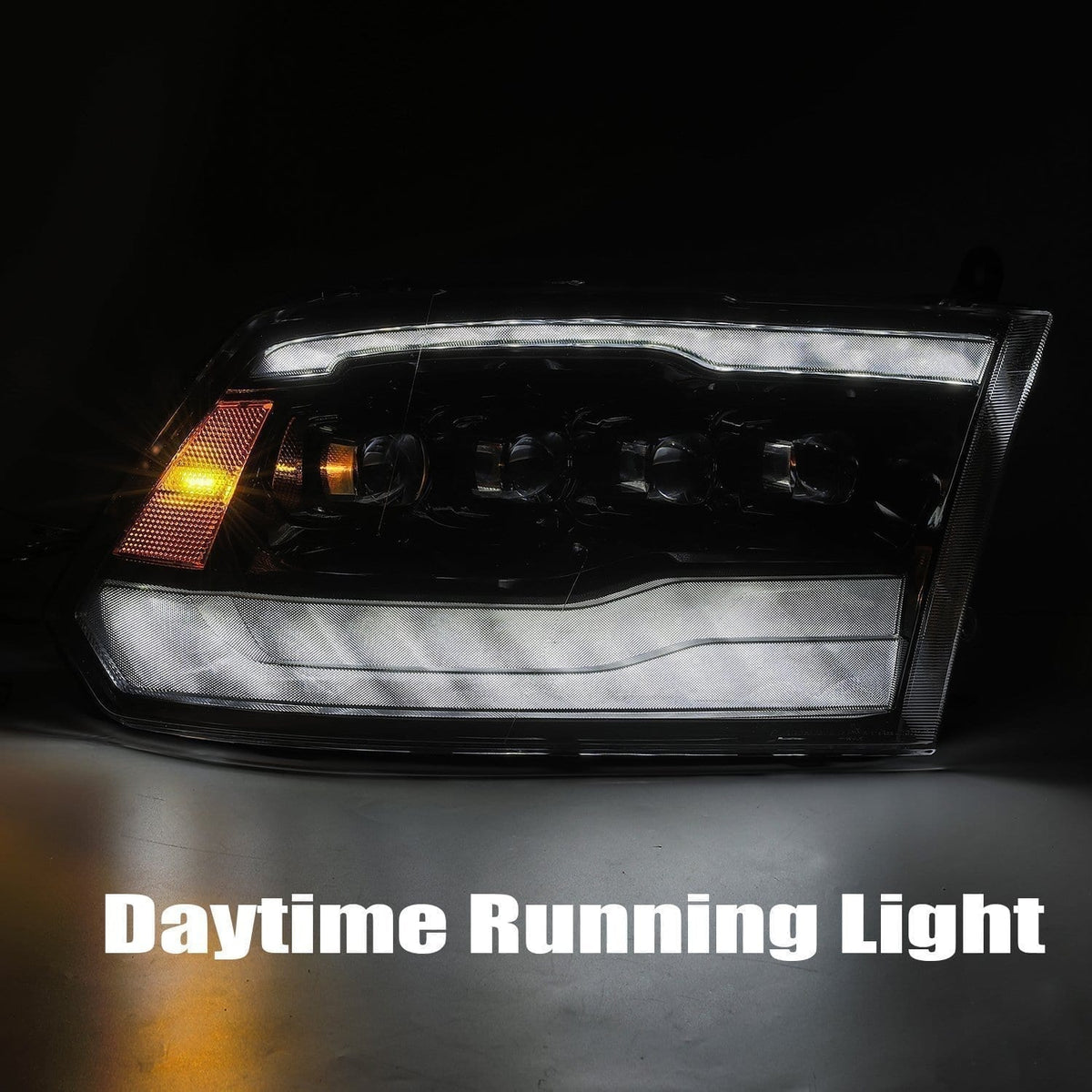 AlphaRex 880590 09-18 Dodge Ram 1500 HD NOVA LED Projector Headlights Plank Style Design Gloss Black with DRL