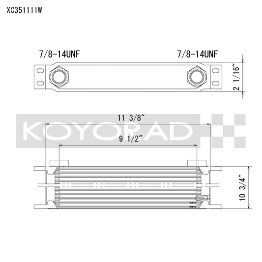 Koyo XC351111W 35 Row Oil Cooler 11.25in x 11in x 2in (-10AN ORB provisions)