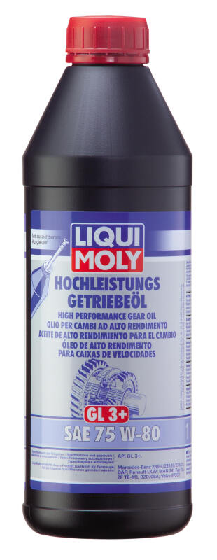 LIQUI MOLY 1L High Performance Gear Oil (GL3+) SAE 75W-80 (22080) - Pack of 6