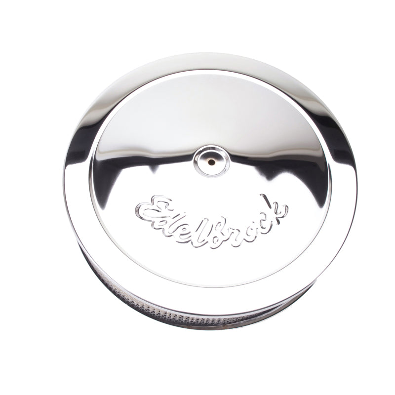 Edelbrock 1221 Pro-Flo Round Air Cleaner 14 x 3-3/4 in Dropped Base Chrome