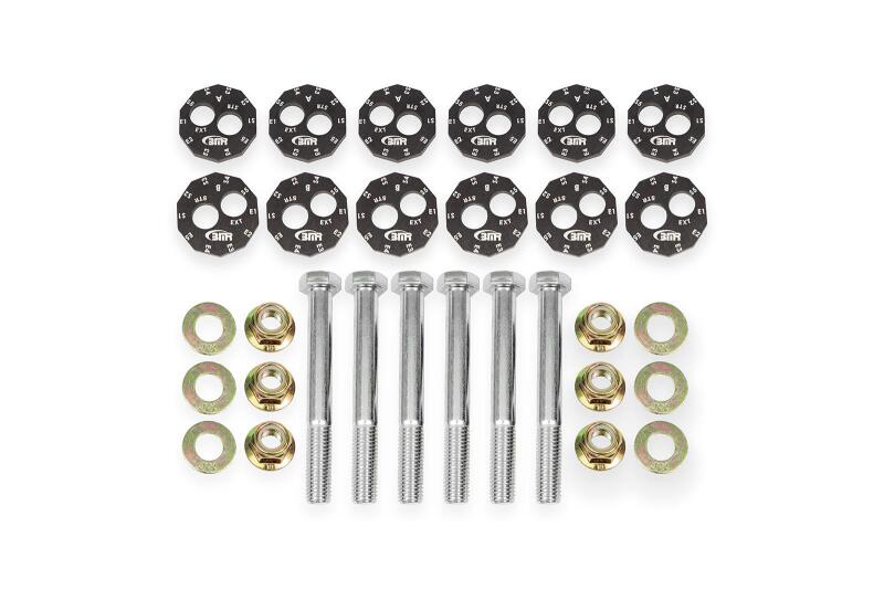 BMR 1997-2013 Chevrolet Corvette C5 Front & Rear Lower Control Arms Camber Bolt Kit - Black Anodized