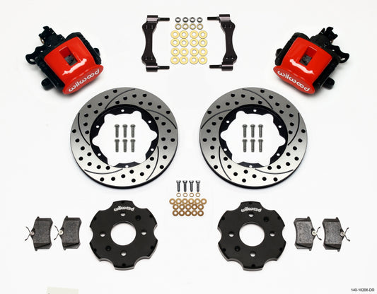 Wilwood Combination Parking Brake Rear Kit 11.00in Drilled Red Civic / Integra Disc 2.39 Hub Offset - #140-10206-DR