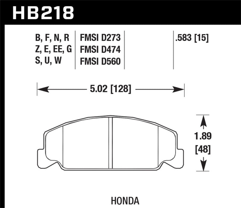Hawk Performance HB218D.583 ER-1 Motorsport Brake Pads