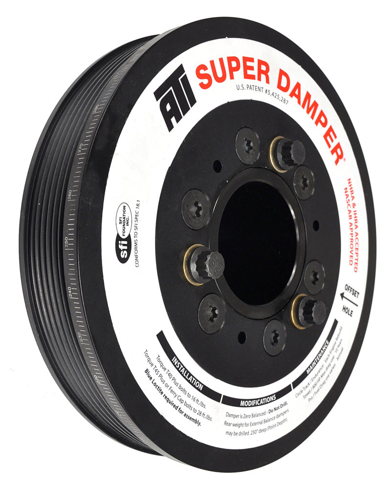 ATI Performance Products 917303 Super Damper Harmonic Balancer 7.48 in Aluminum 6 Groove No A/C for 1997-2017 Chevrolet Corvette / SS, Pontiac G8 (LS)