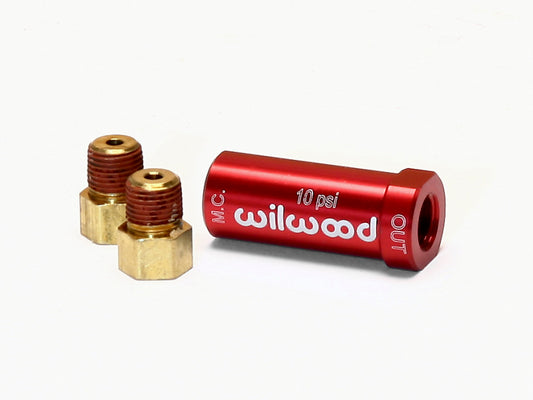 Wilwood Residual Pressure Valve - New Style w/ Fittings - 10# / Red - #260-13784