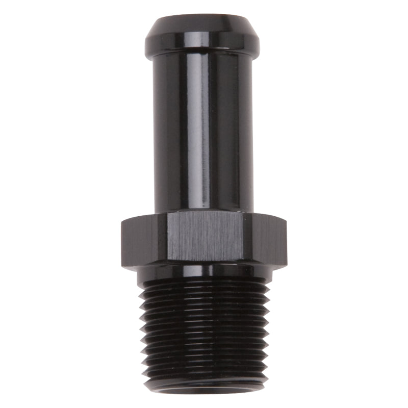Edelbrock 8114 Hose End Straight 3/8 in NPT to 1/2 in Barb Black Anodized