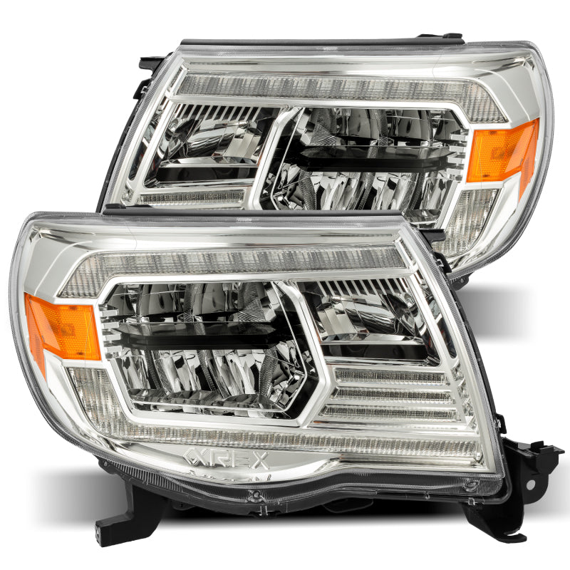 AlphaRex 880734 05-11 Toyota Tacoma LUXX Crystal Headlights Plank Style Chrome with Activation Light/DRL
