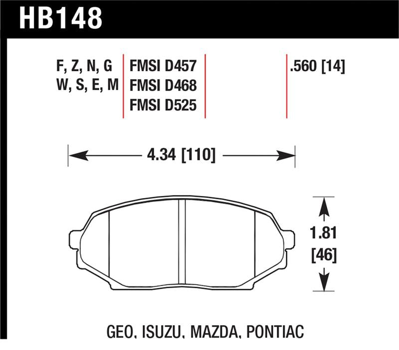 Hawk Performance HB148E.560 Blue 9012 Motorsport Brake Pads