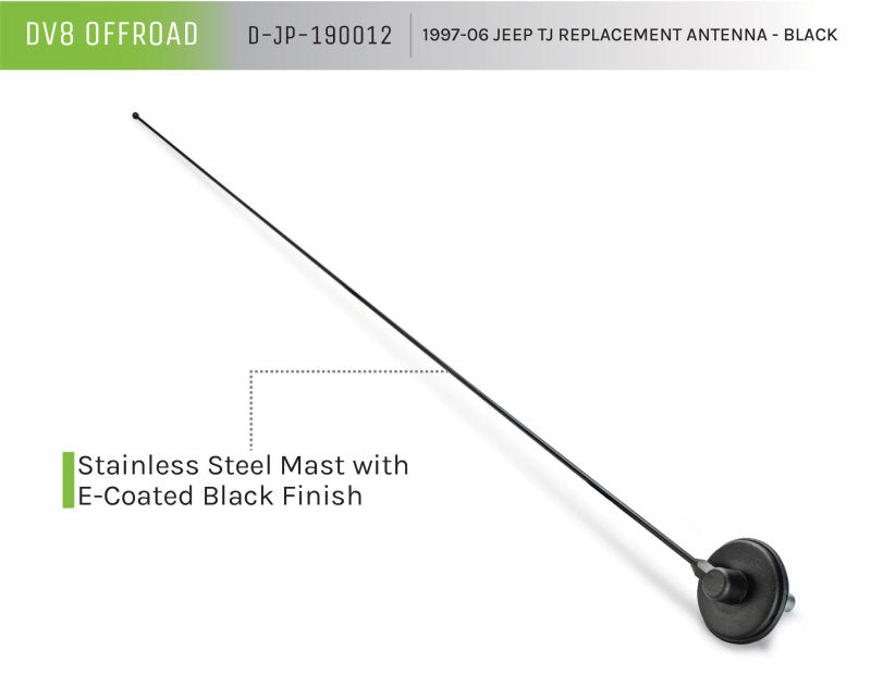 DV8 Offroad 1997-06 Jeep TJ Replacement Antenna Black - #D-JP-190012