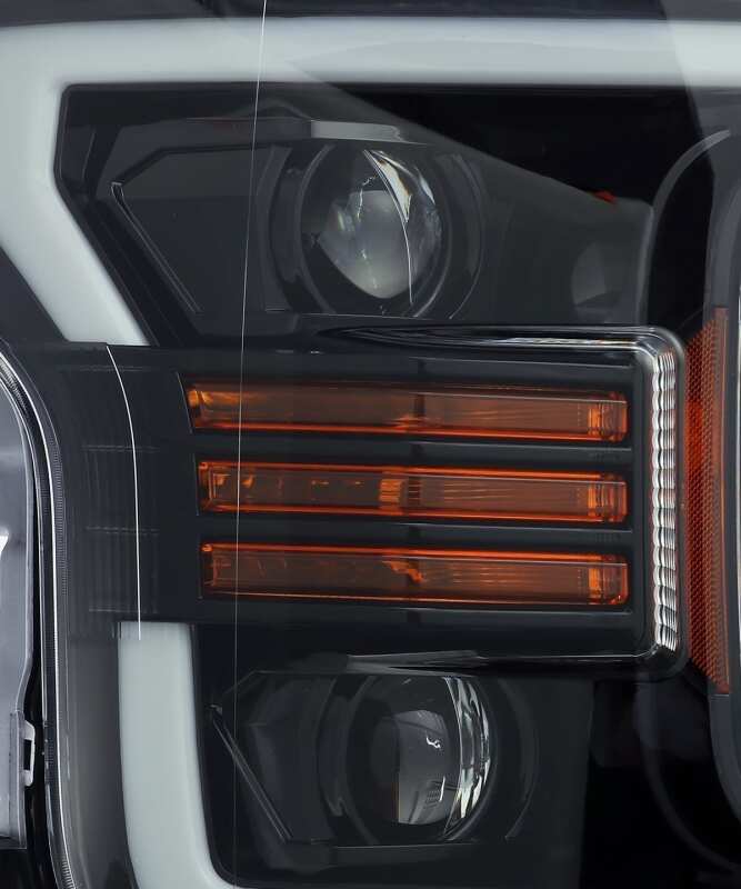 AlphaRex 880188 18-19 Ford F-150 PRO-Series Projector Headlights Plank Style Gloss Black w/Activation Light/Sequential Signal