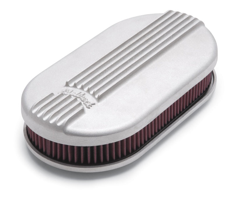 Edelbrock 41159 Air Cleaner Classic Series Oval Aluminum Top Cloth Element 17.5 in x 9.35 in x 3.9