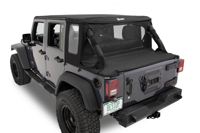Bestop 07-18 Jeep Wrangler JK 4-Door Halftop Soft Top (Black Diamond)