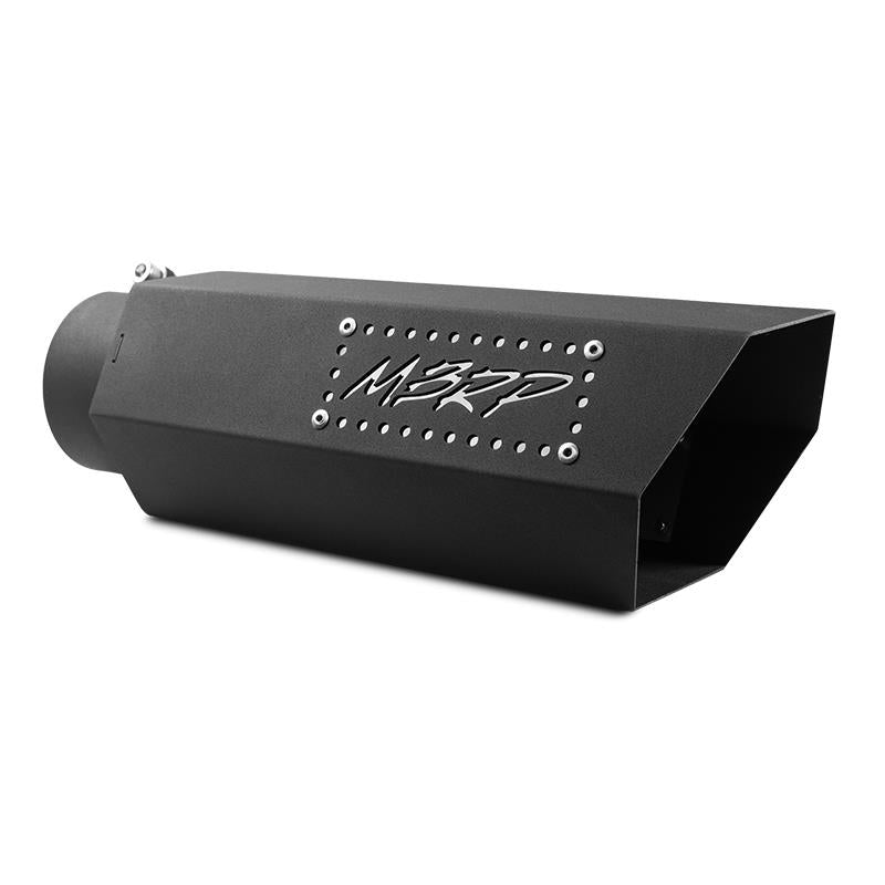 MBRP T5164BLK Universal Hex Tip 4in Inlet 16in Length w/ Logo - Black Coated - #T5164BLK