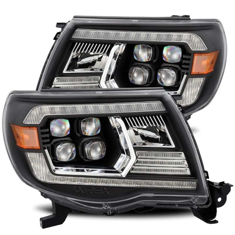 AlphaRex 880742 05-11 Toyota Tacoma NOVA LED Projector Headlights Plank Style Black with Activation Light/DRL