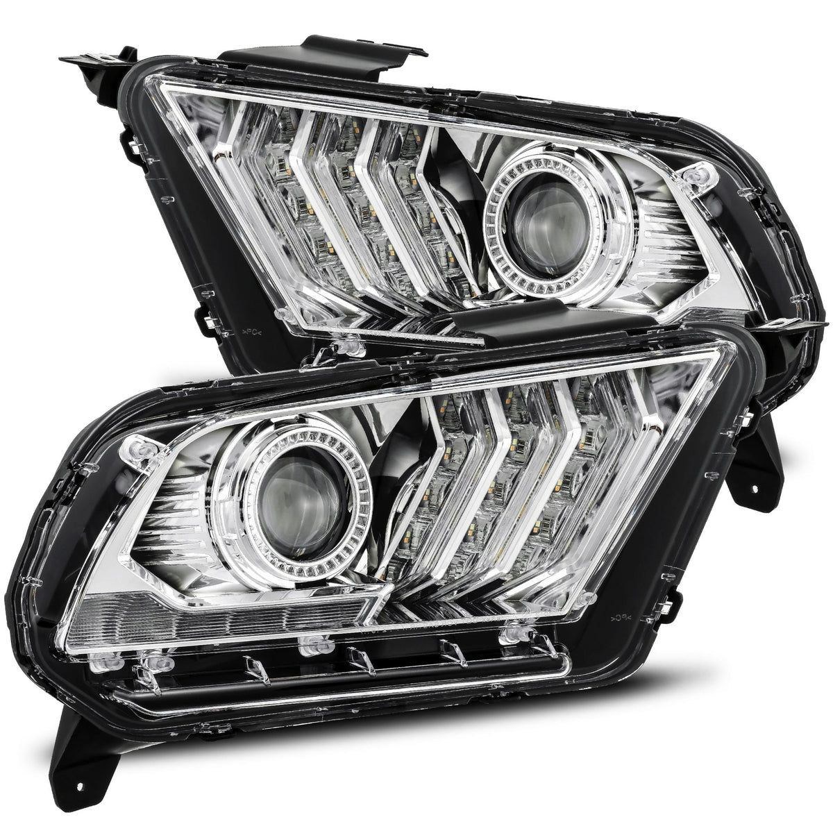 AlphaRex 880117 10-12 Ford Mustang LUXX LED Projector Headlights Plank Style Chrome with Activation Light/Sequential Signal