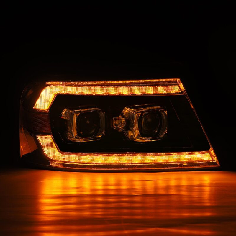 AlphaRex 880131 04-08 Ford F-150 (No 2004 Heritage) LUXX-Series LED Projector Headlights Alpha-Black with Activation Light / Sequential Signal