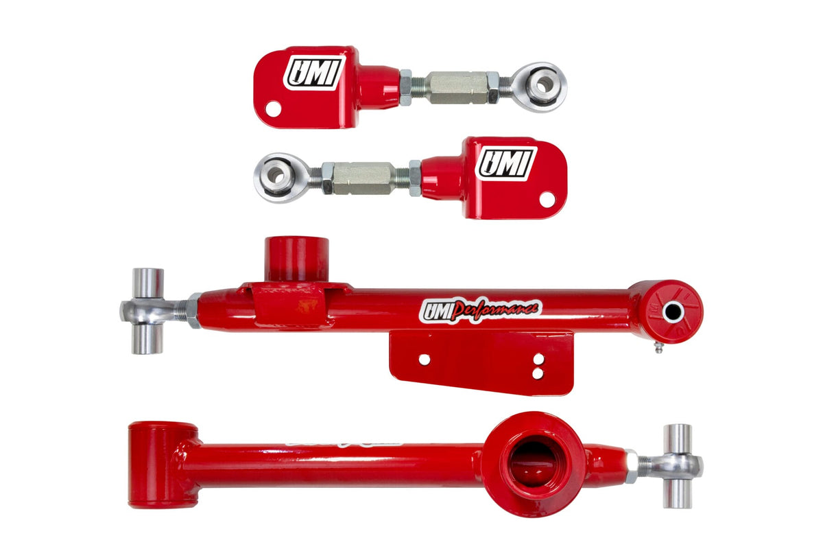 UMI Performance 101417-R Upper and Lower Adjustable Control Arms Red