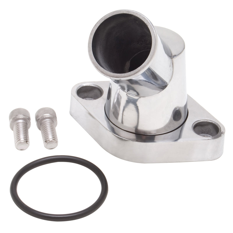 Edelbrock 4817 Waterneck SBC/BBC 45-Degree Two-Piece Cast Swivel Polished
