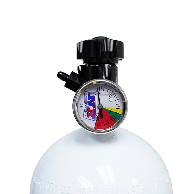 Nitrous Express 15lb Bottle w/Lightning 500 Valve & Pressure Gauge 11151