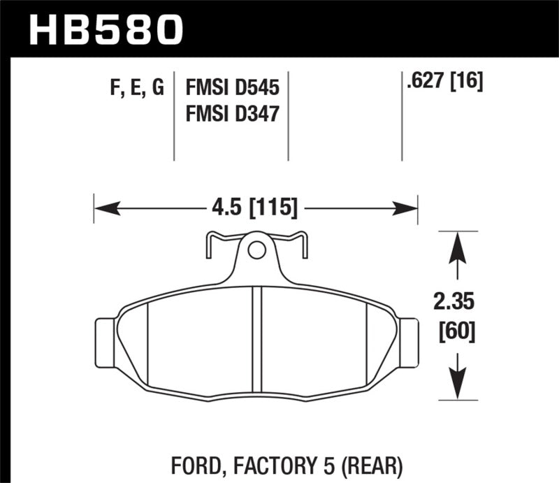 Hawk Performance HB580G.627 DTC-60 Motorsport Brake Pads