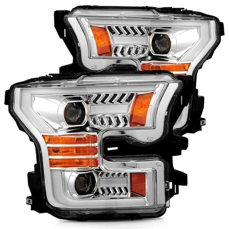AlphaRex 880157 15-17 Ford F-150 PRO-Series Projector Headlights Plank Style Chrome with Activation Light/Sequential Signal