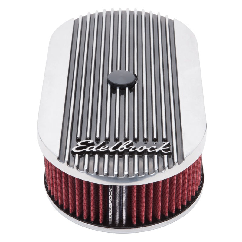 Edelbrock 4273 Elite II Oval Air Cleaner 4-Barrel 2.5 in Red Element Polished