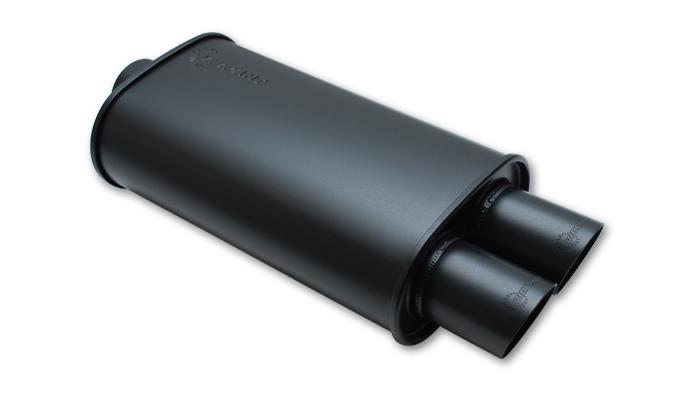 Vibrant StreetPower FLAT BLACK Oval Muffler with Dual 3in Outlet - 3in inlet