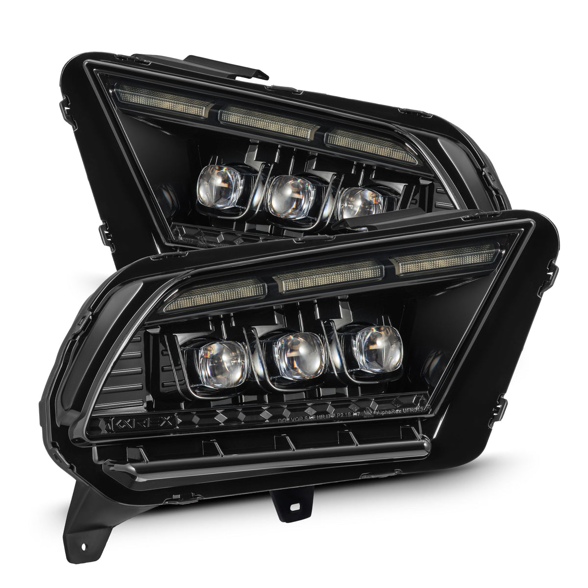 AlphaRex 880488 13-14 Ford Mustang NOVA LED Projector Headlights Alpha-Black with Activation Light & Sequential Signal / Switchback DRL