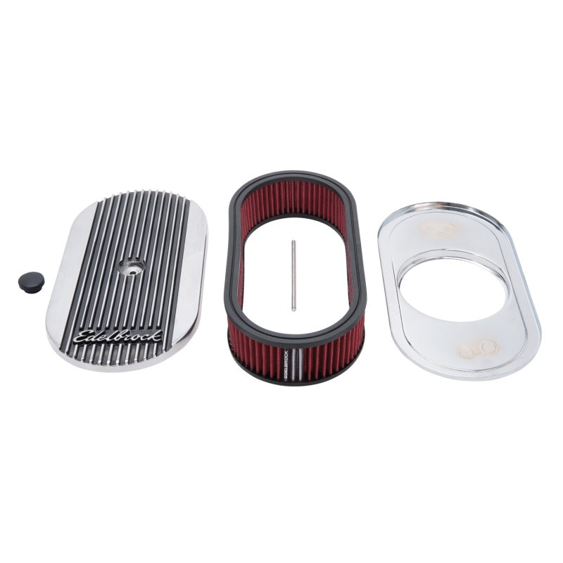 Edelbrock 4273 Elite II Oval Air Cleaner 4-Barrel 2.5 in Red Element Polished