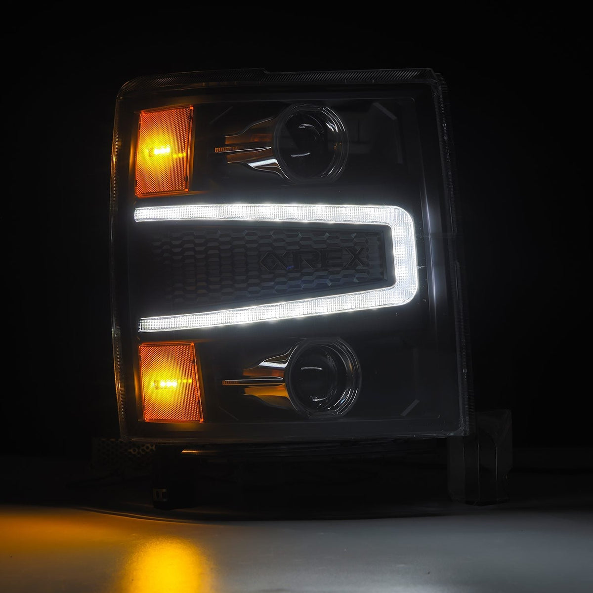 AlphaRex 880242 04-15 Chevrolet 1500 HD LUXX-Series LED Projector Headlights Black with Activation Light/Sequential Signal