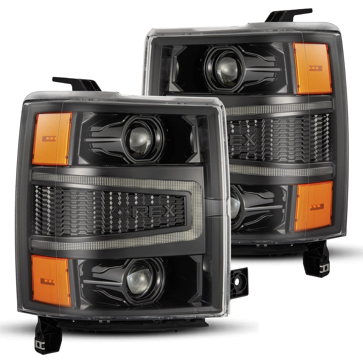 AlphaRex 880247 14-15 Chevrolet 1500 PRO-Series Projector Headlights, Alpha-Black with Sequential Signal & DRL
