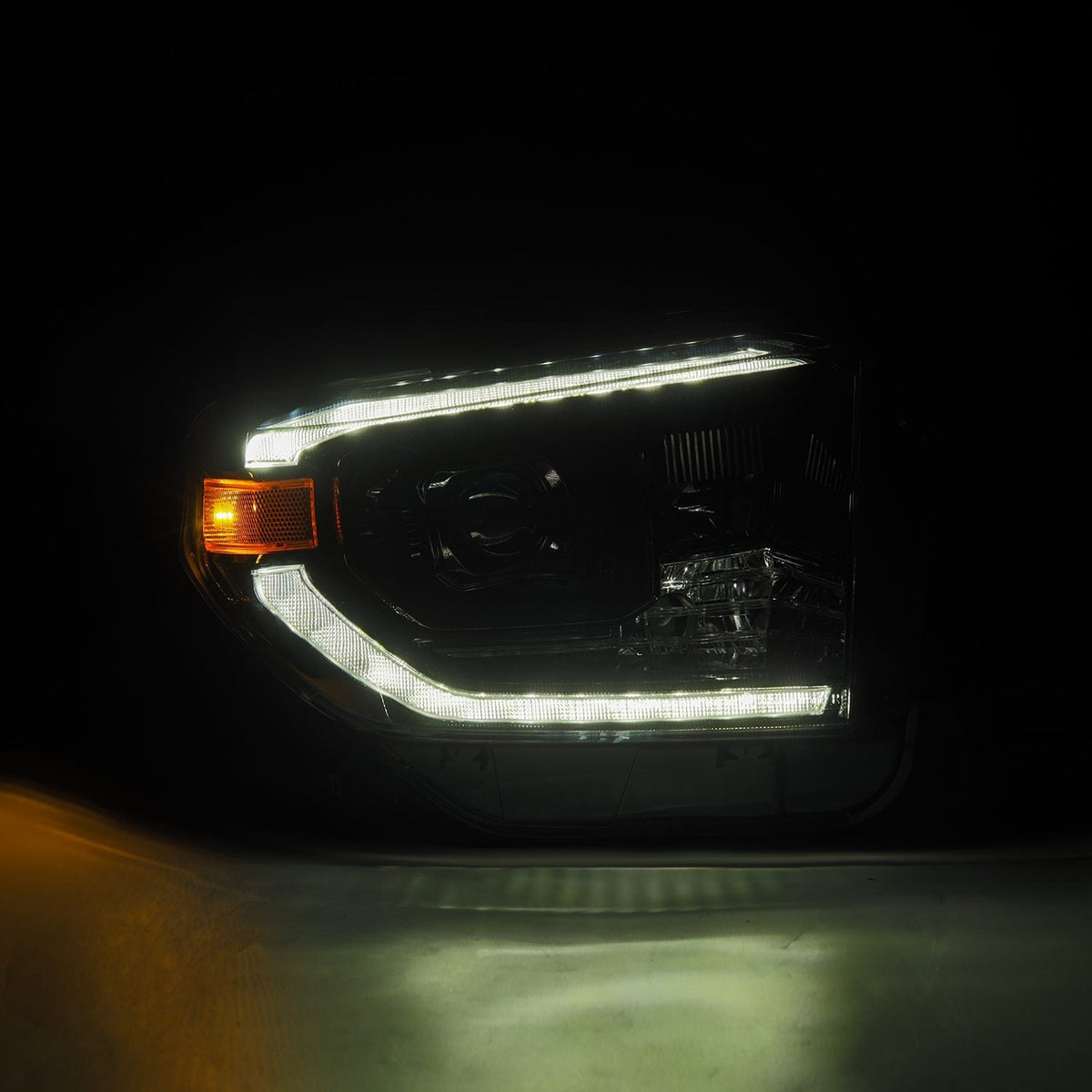 AlphaRex 880836 14-21 Toyota Tundra LUXX-Series LED Projector Headlights Alpha-Black with Activation Light & Sequential Signal + DRL