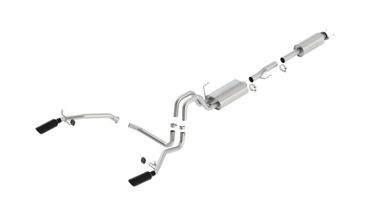 Borla 140416BC Cat-Back Exhaust System S-Type with Black Chrome Tips for 2011-2014 Ford F-150 (5.0L)