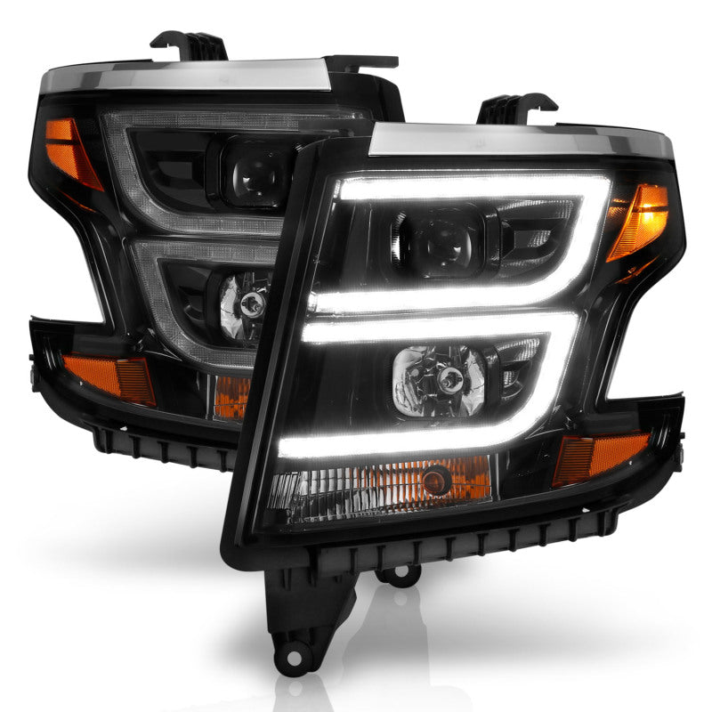 ANZO 2015-2020 Chevrolet Suburban LED Projector Headlights - C Bar Black w/ DRL