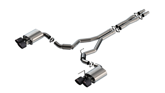 Borla 140964CFBA Cat-Back Exhaust System S-Type with Carbon Fiber Tips for 2024-2026 Ford Mustang Dark Horse (5.0L V8, with Active Exhaust)