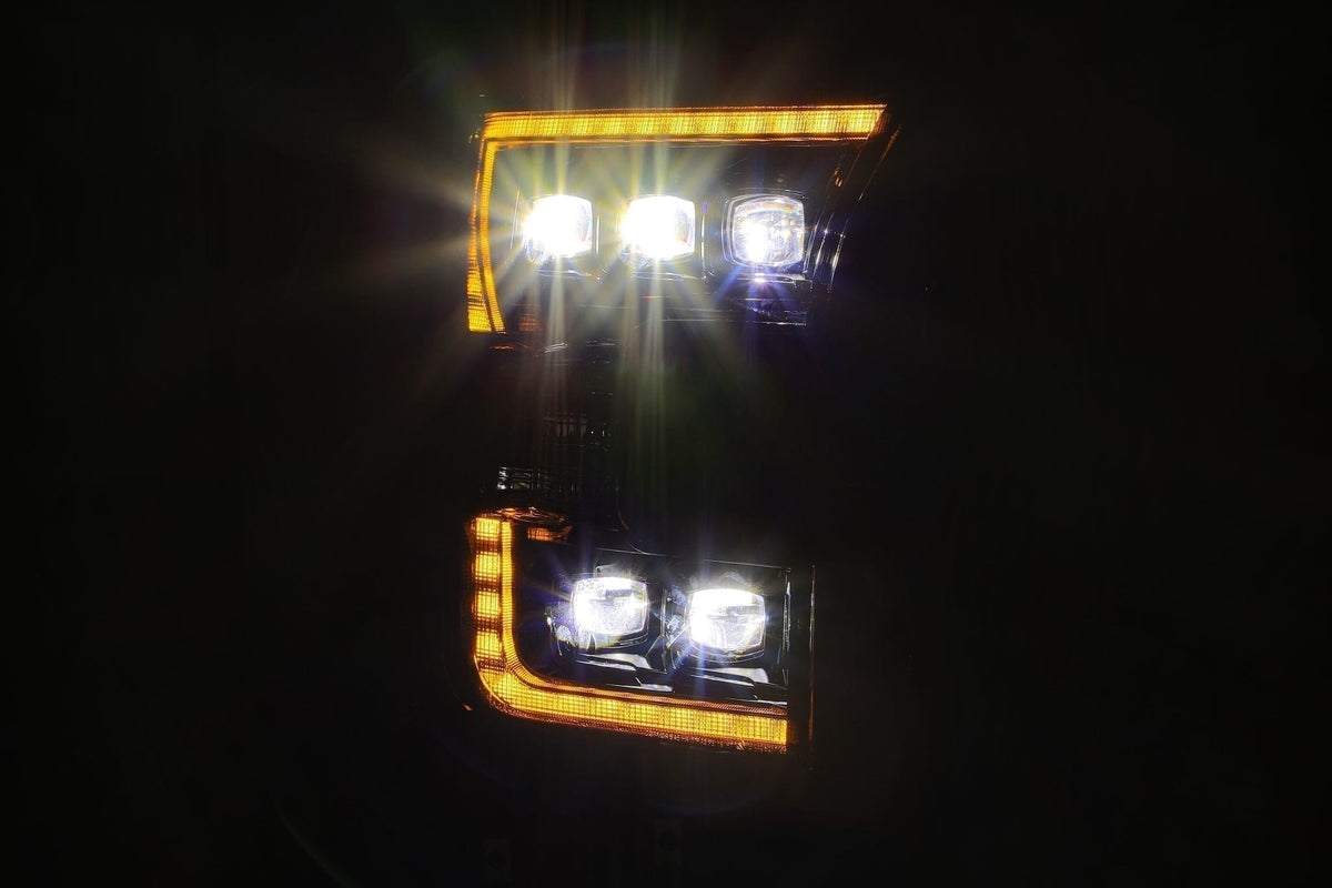 AlphaRex 880151 17-20 Ford Raptor NOVA LED Projector Headlights Plank Style Chrome with Activation Light Sequential Signal