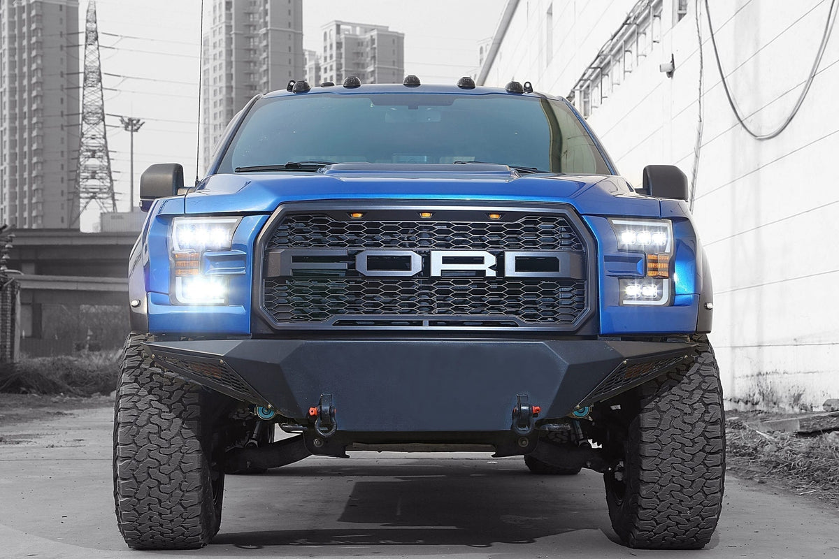 AlphaRex 880151 17-20 Ford Raptor NOVA LED Projector Headlights Plank Style Chrome with Activation Light Sequential Signal
