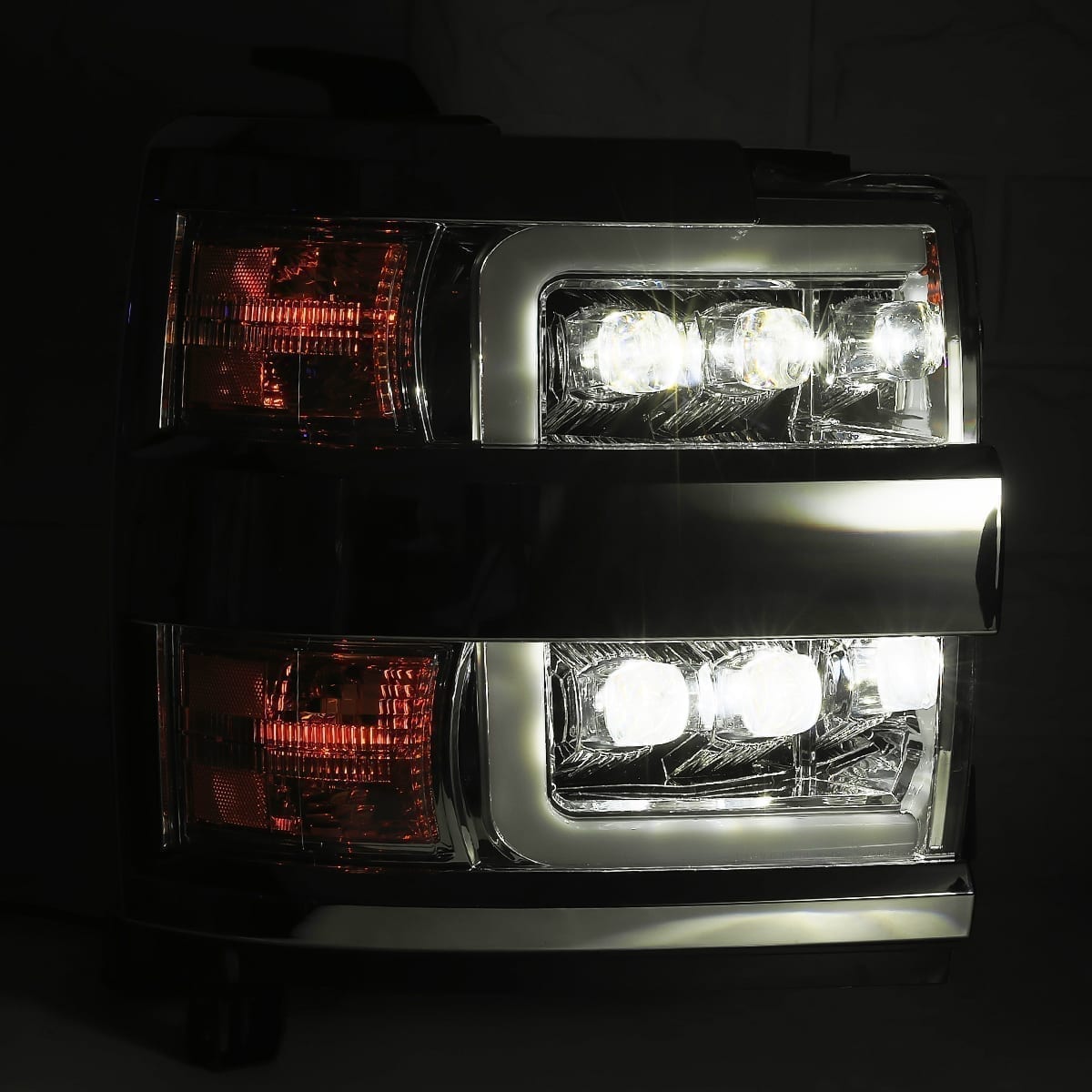 AlphaRex 880227 15-18 Chevrolet 2500 HD NOVA LED Projector Headlights Plank Style Black with Activation Light/Sequential Signal/DRL