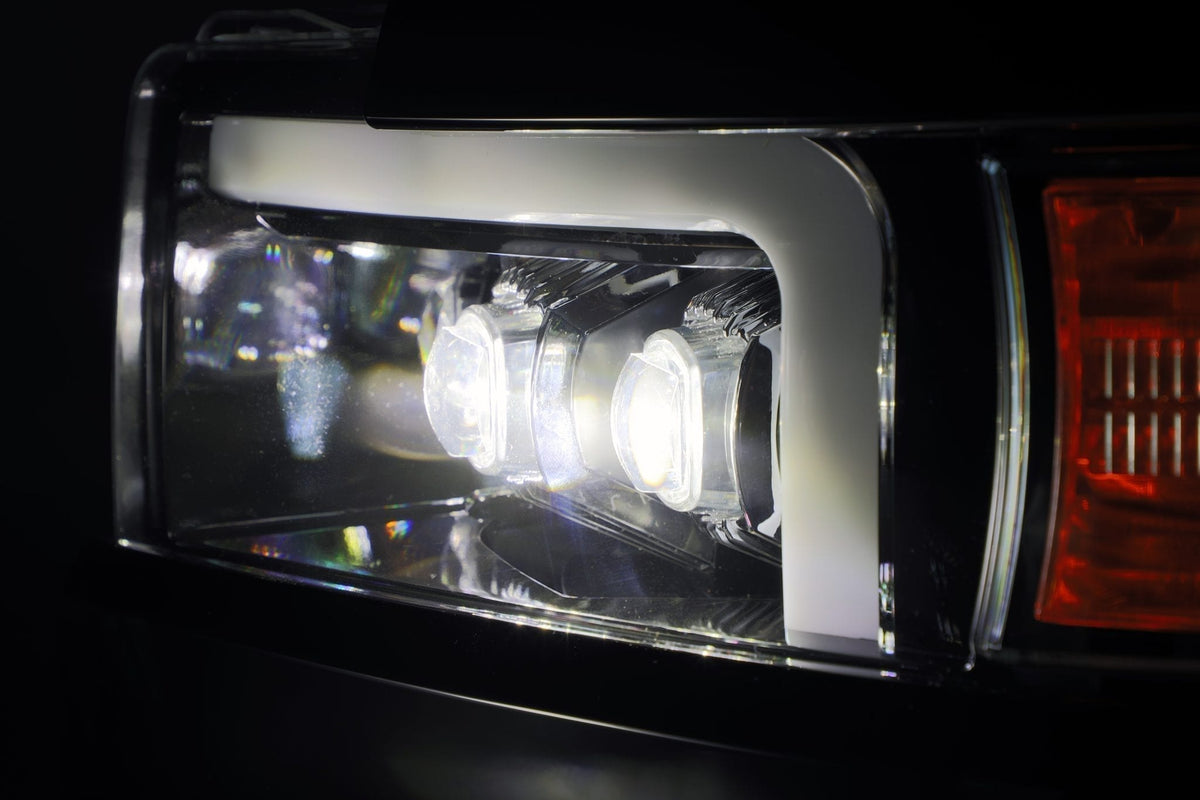 AlphaRex 880227 15-18 Chevrolet 2500 HD NOVA LED Projector Headlights Plank Style Black with Activation Light/Sequential Signal/DRL