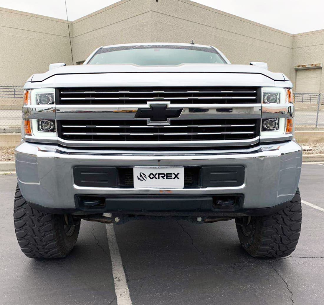 AlphaRex 880099 15-19 Chevrolet Silverado 2500/3500 LUXX-Series Projector Headlights Chrome with Activation Sequential Signal & DRL