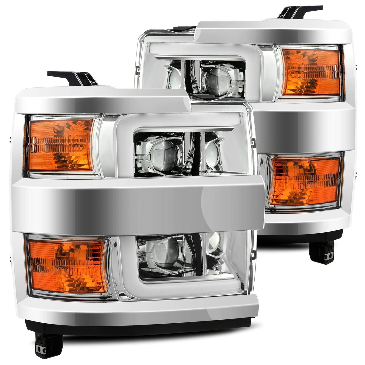 AlphaRex 880099 15-19 Chevrolet Silverado 2500/3500 LUXX-Series Projector Headlights Chrome with Activation Sequential Signal & DRL