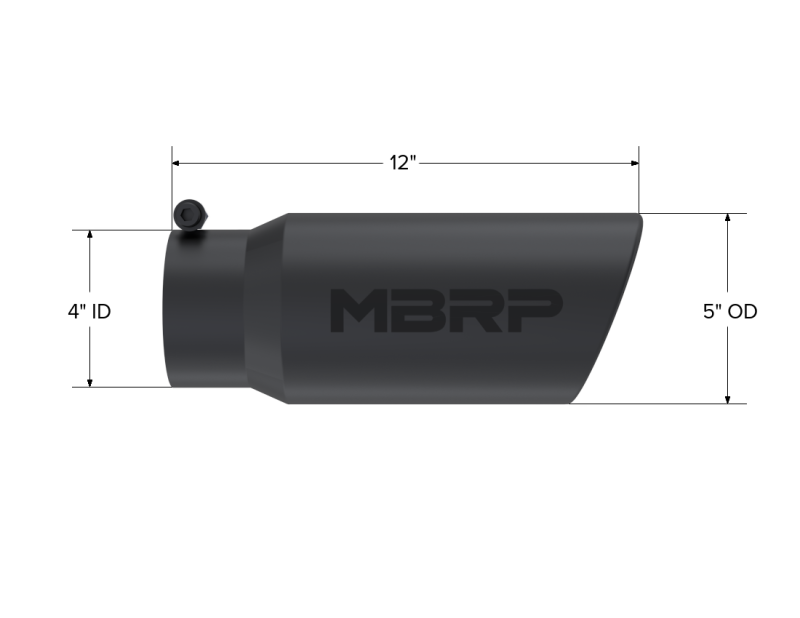 MBRP T5051BLK 12in Black Finish Angled Rolled End Exhaust Tip