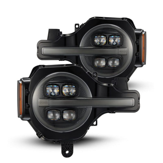 AlphaRex 880259 21-23 Ford Bronco NOVA LED Projector Headlights Alpha-Black w/Activation Light/Sequential Signal/DRL